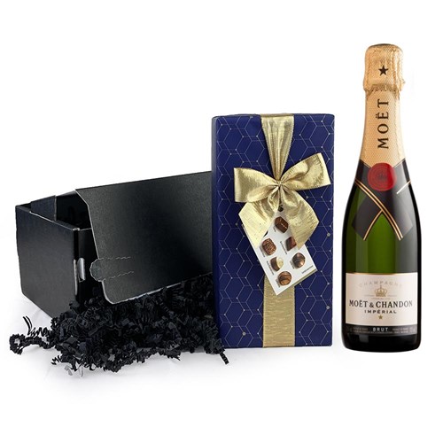 Half Bottle Of Moet and Chandon Brut Champagne 37.5cl And Chocolates Gift Carton
